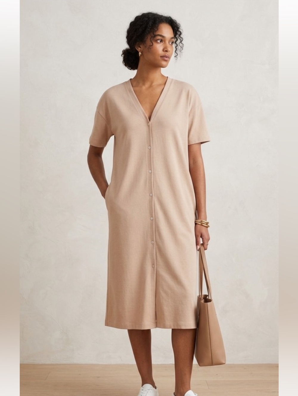H&M button front jersey dress
